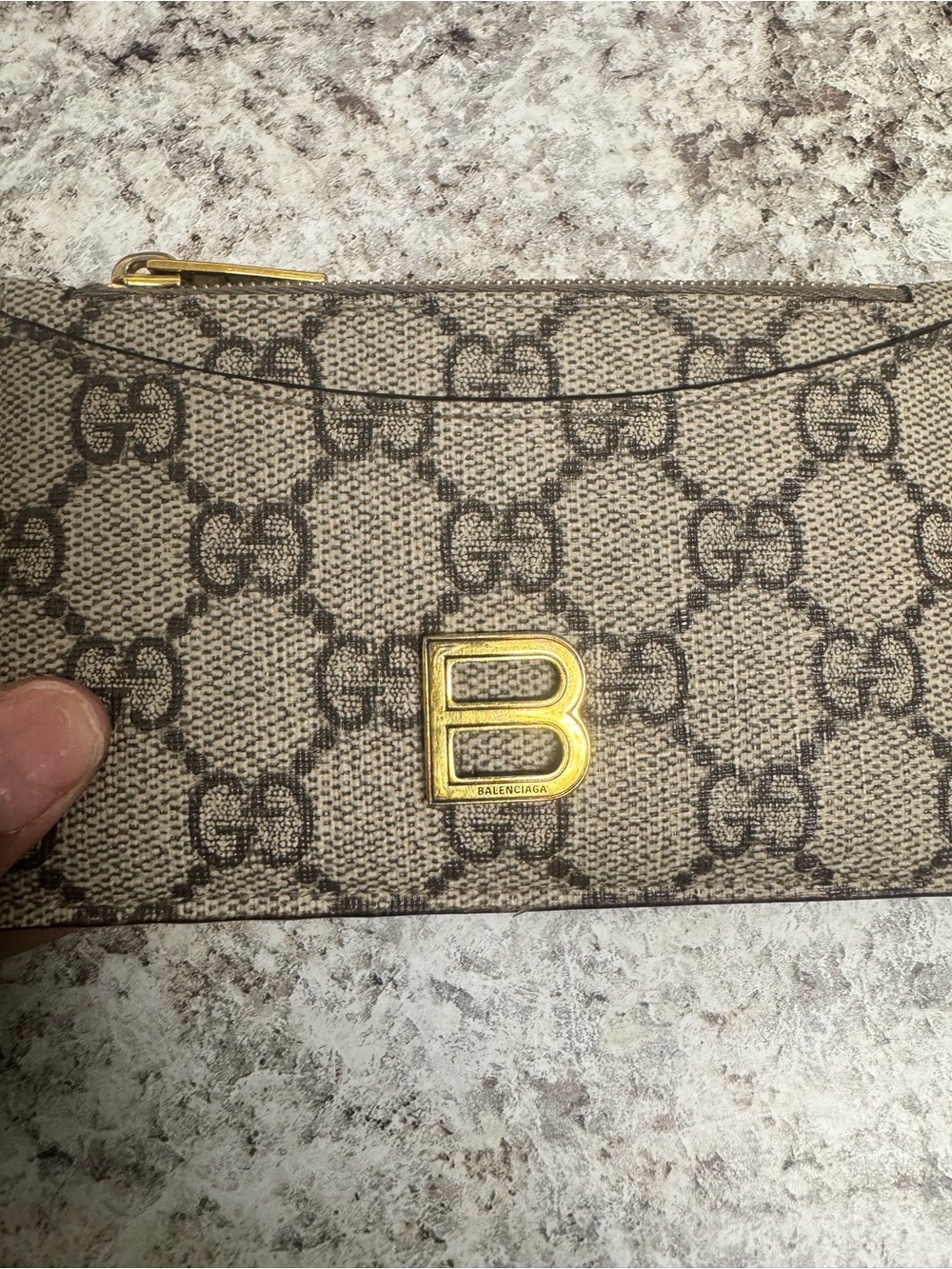 Balenciaga x Gucci Monogram Zip Card Case